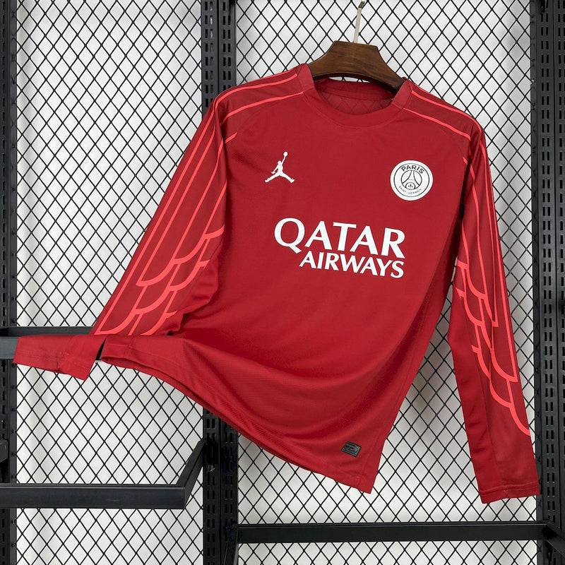 Camisa Psg Goleiro Manga Longa Vermelha 25/26 - Torcedor Masculina