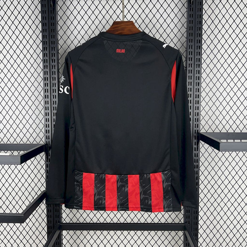 Camisa Milan Home Manga Longa 25/26 - Torcedor Masculina
